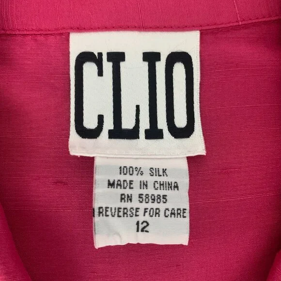 Vintage CLIO Silk Blouse Plum Berry Color Size 12 Elegant Work Shirt - Picture 3 of 15